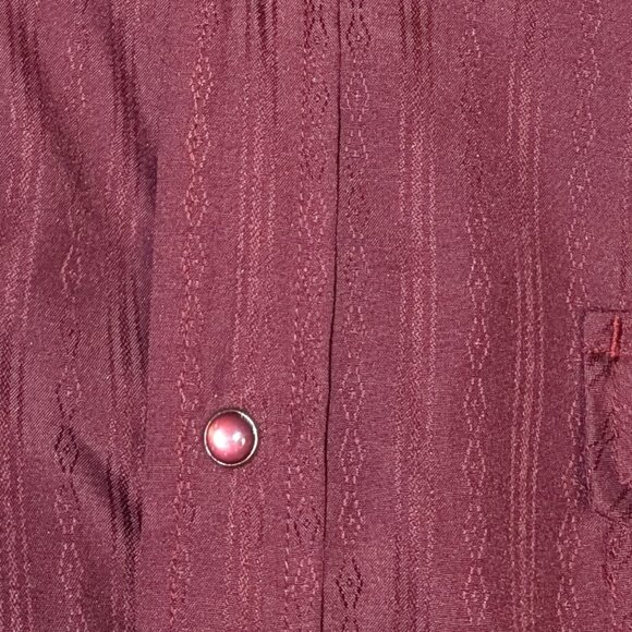 Vtg Ely Cattleman Burgundy Pearl Snap Western Cowboy  Shirt Mens L 16 1/2 - 35 - Picture 3 of 3